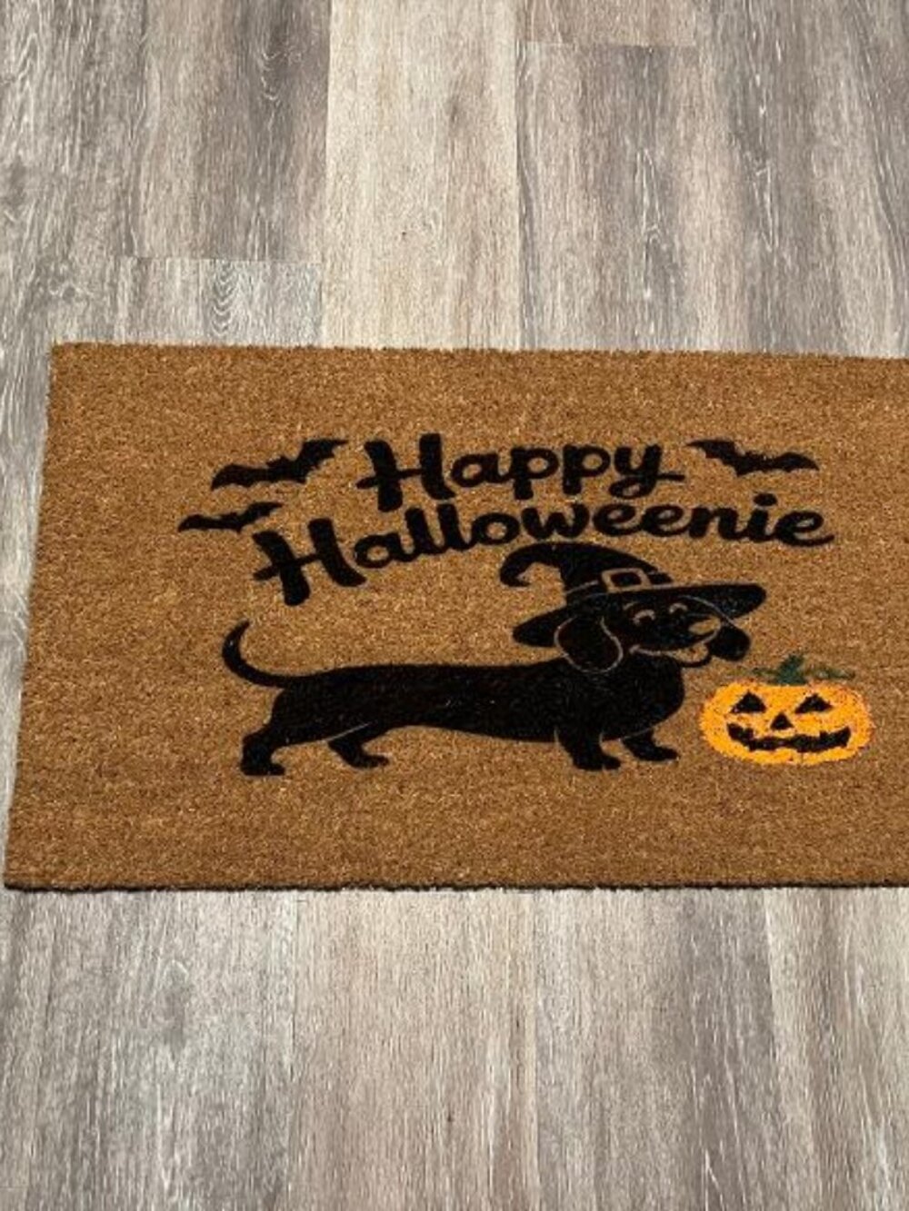 Happy Halloweenie decorative coir doormat